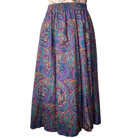 Vintage Alfred Dunner Paisley Midi Skirt A-Line in Size 30 W (unstretched) - Picture 1 of 8